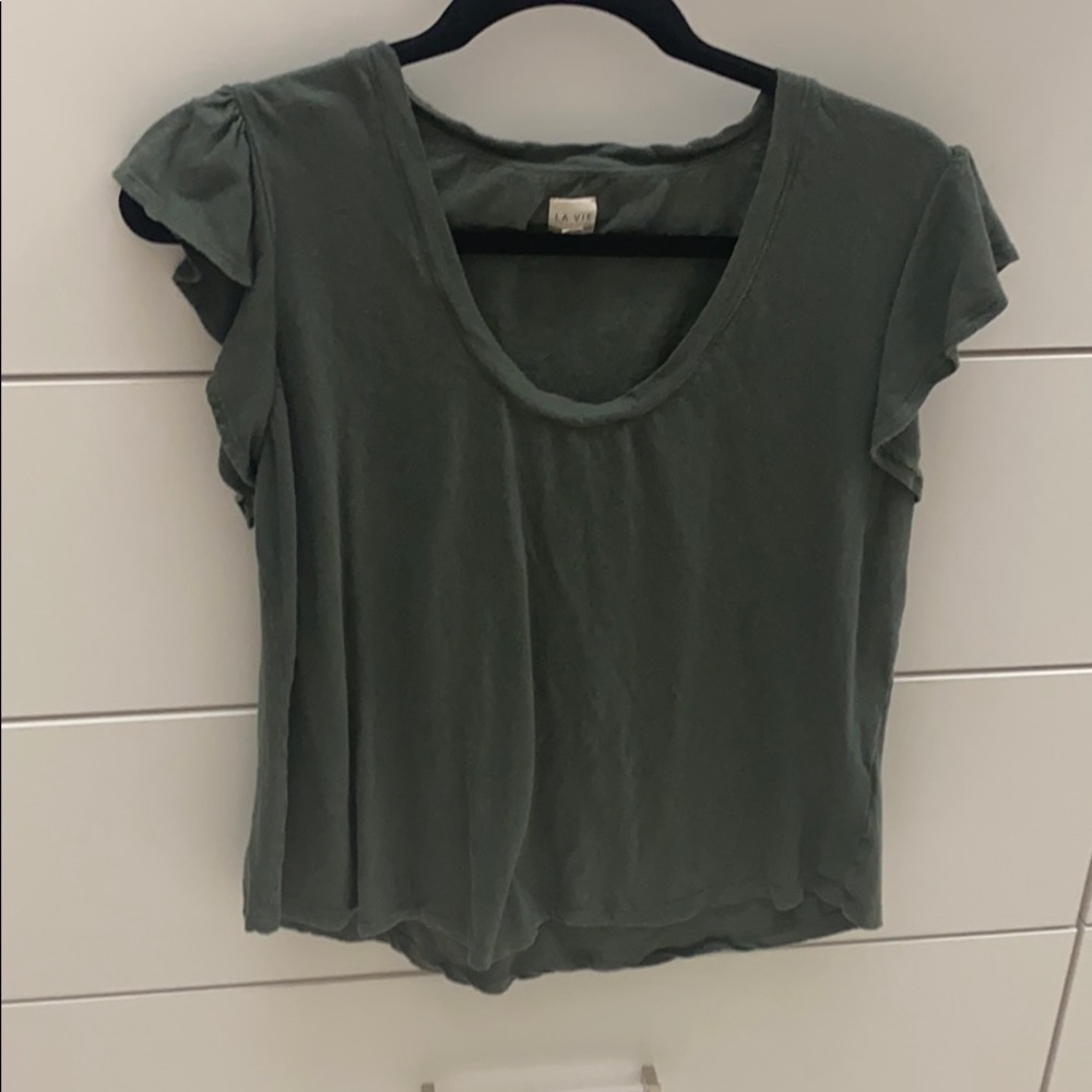 La Vie Rebecca Taylor ruffle cap sleeve tee, XL